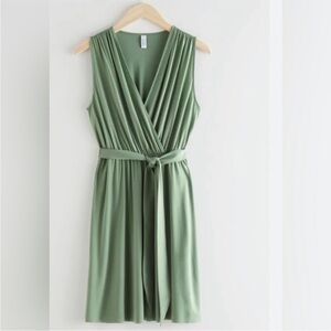 &OtherStories - soft wrap green mini dress - (S)